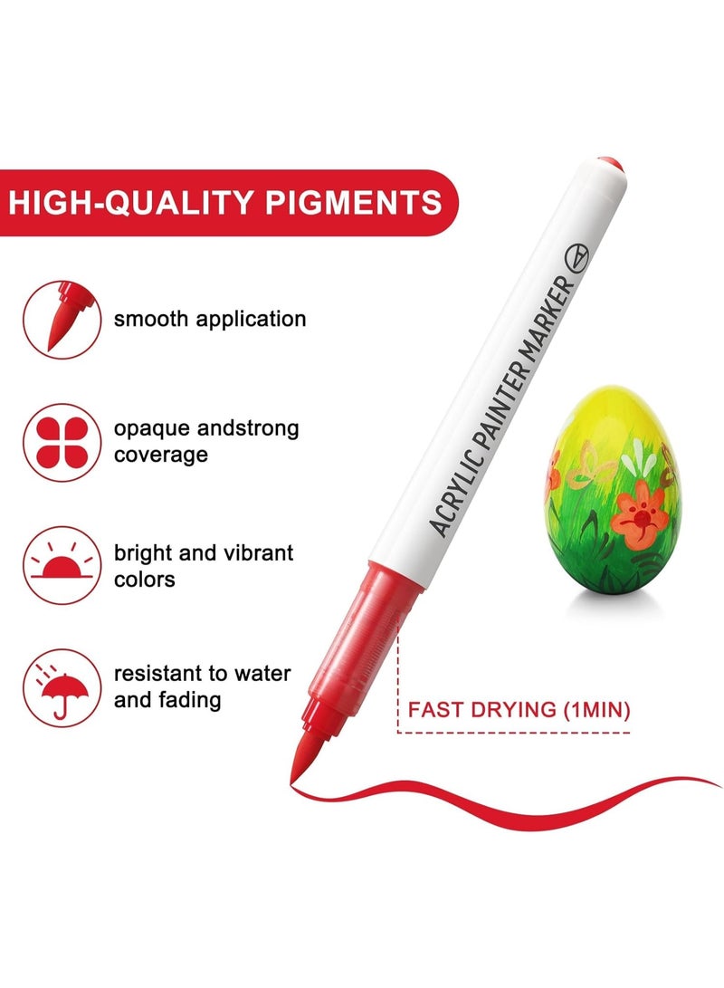 Arabest Art Automatic Ink Control Acrylic Paint Markers, 60 Colors Brush Tip Acrylic Paint Pens for Rock Painting, Ceramic,Wood, Canvas, Glass, Stone, Fabric, Card Making, Christmas Gifts for Kids & Adults - Image 5
