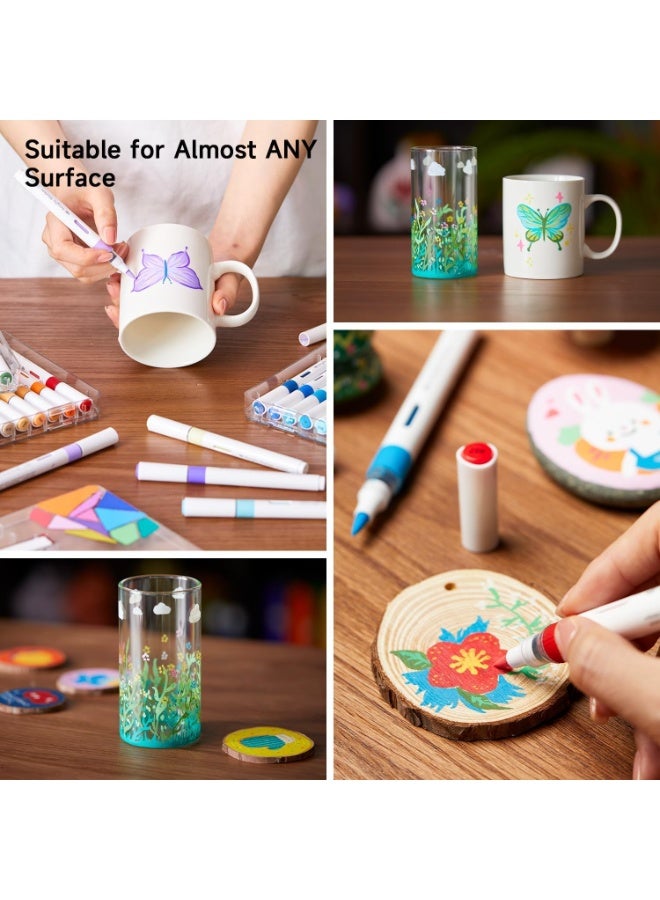 Arabest Art Automatic Ink Control Acrylic Paint Markers, 60 Colors Brush Tip Acrylic Paint Pens for Rock Painting, Ceramic,Wood, Canvas, Glass, Stone, Fabric, Card Making, Christmas Gifts for Kids & Adults - Image 3