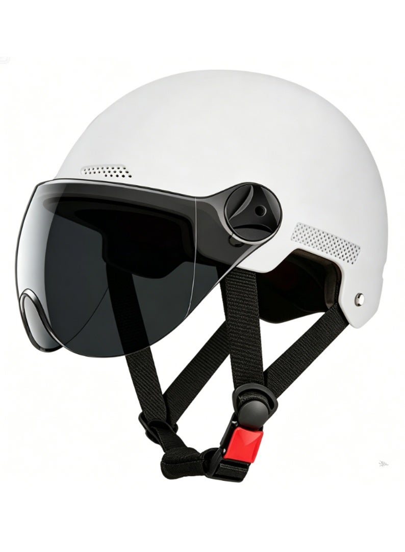 Arabest Open Face Helmet, Breathable Motorcycle Half Helmet，Scooter Helmet With Adjustable Goggles,With Lock Buckle，Removable And Washable Lining, Adjustable Head Circumference Size，Shock And Fall Resistant, Suitable For Both Men And Women - Image 1
