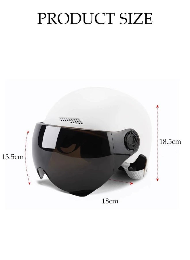 Arabest Open Face Helmet, Breathable Motorcycle Half Helmet，Scooter Helmet With Adjustable Goggles,With Lock Buckle，Removable And Washable Lining, Adjustable Head Circumference Size，Shock And Fall Resistant, Suitable For Both Men And Women - Image 2