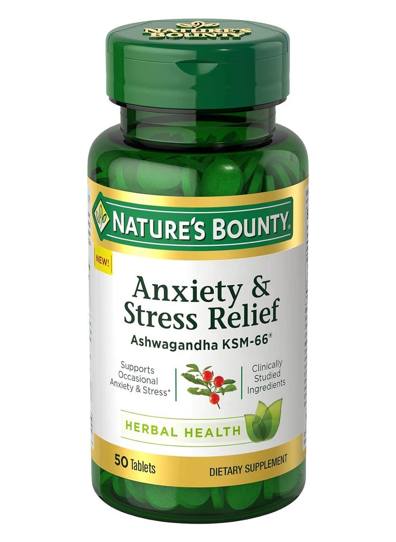 NATURE'S BOUNTY Anxiety And Stress Relief Ashwagandha Ksm66 50 Tablets  - Image 1