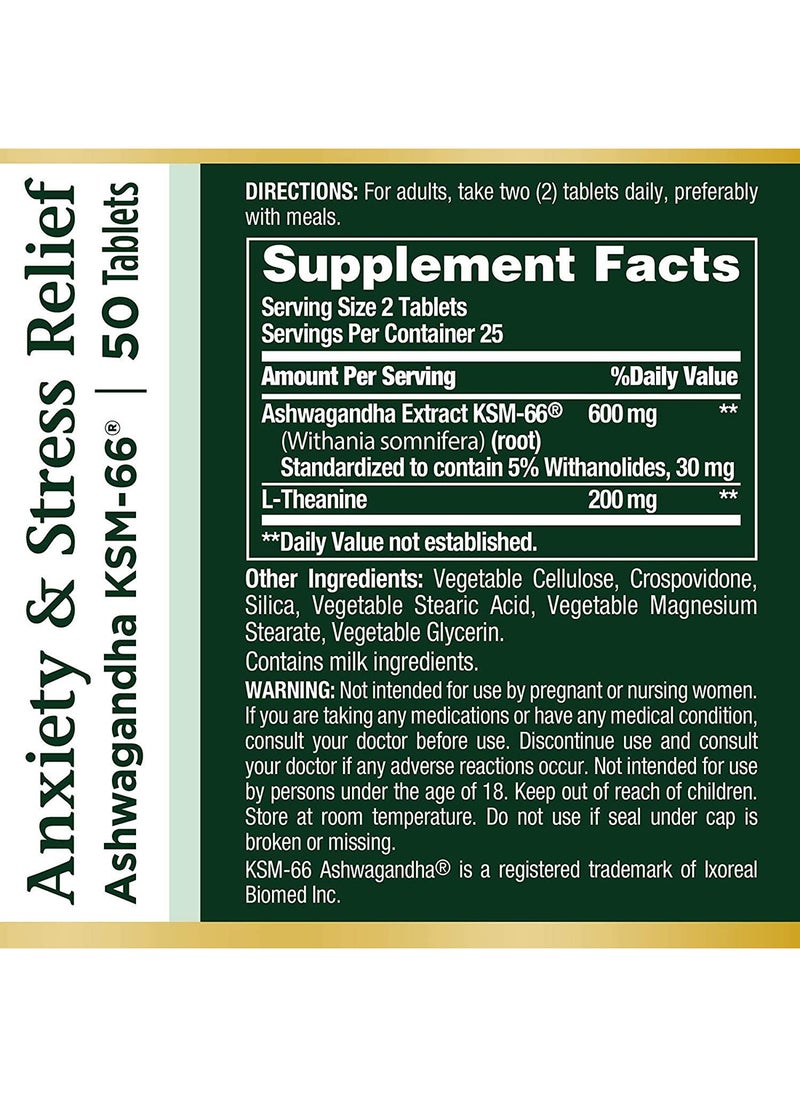 NATURE'S BOUNTY Anxiety And Stress Relief Ashwagandha Ksm66 50 Tablets  - Image 5