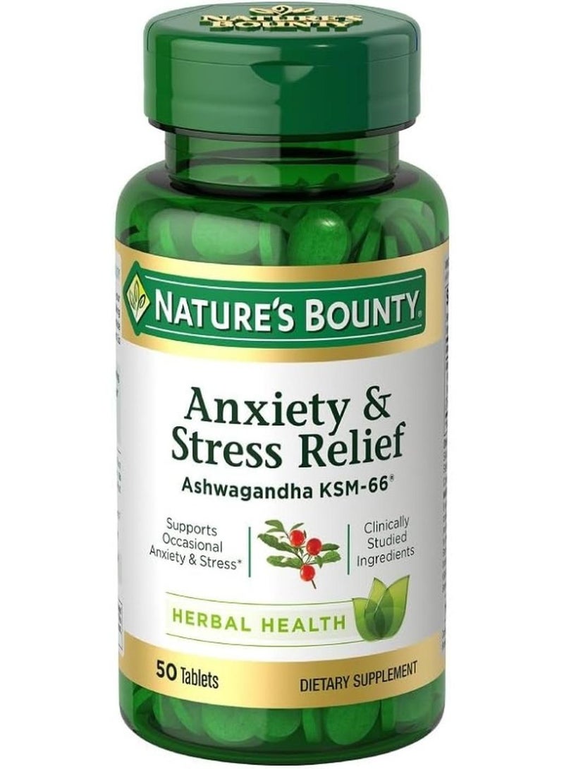 ناتشرز باونتي أشواغاندا كسم66 لتخفيف القلق والتوتر، 50 قرصًا - Image 1