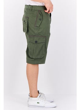 CROSSHATCH Men Brand Logo Cargo Shorts, Olive  - Image 2