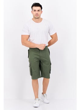 CROSSHATCH Men Brand Logo Cargo Shorts, Olive  - Image 4