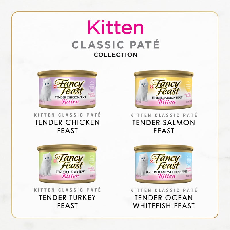 Fancy Feast Purina Fancy Feast Tender Ocean Whitefish, Turkey, Chicken and Salmon Feasts Wet Kitten Food Variety Pack - (Pack of 24) 3 oz. Boxes - Image 3