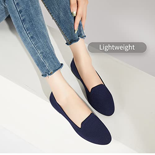 BABUDOG Women's Sparkly Flats Shoes Shiny Mesh Loafers Shoes Soft Memory Foam Flats(Navy.US7) - Image 5
