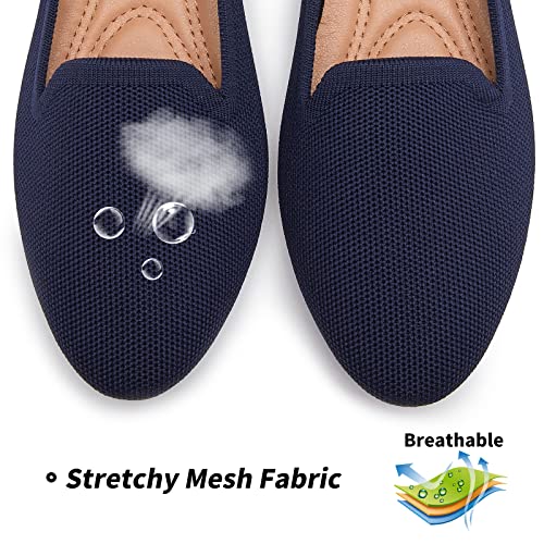 BABUDOG Women's Sparkly Flats Shoes Shiny Mesh Loafers Shoes Soft Memory Foam Flats(Navy.US7) - Image 2
