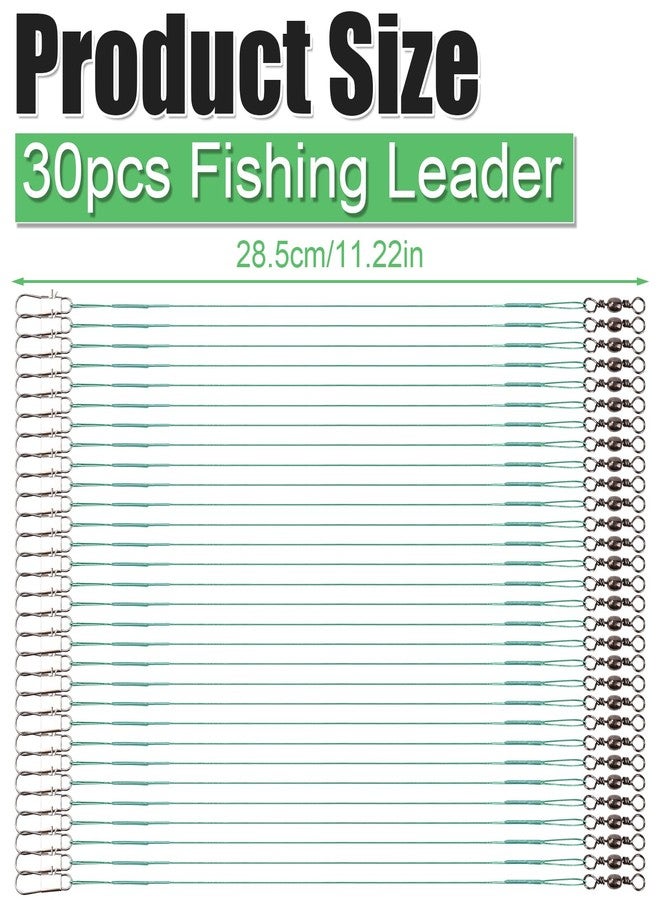 XIHIRCD مجموعة XIHIRCD من 30 قطعة من خيوط الصيد، خيط صيد من الفولاذ المقاوم للصدأ بطول 28.5 سم، ملحقات صيد لتوصيل طعوم أو خطافات معدات الصيد في المياه المالحة والعذبة (أخضر) - Image 2