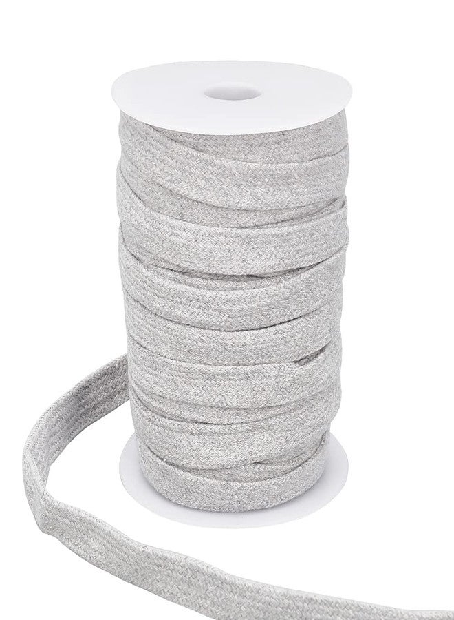BENECREAT 27 Yards Light Grey Flat Replacement Cotton Cords, 5/8 inch Wide Hollow Soft Drawstring Draw Cord with Plastic Empty Spool, for Garment Accessories - Image 1