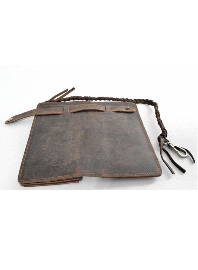 RS Vintage Men Leather Biker Long Chain Trucker Wallet Card Holder Checkbook Purse Dark Brown - Image 4