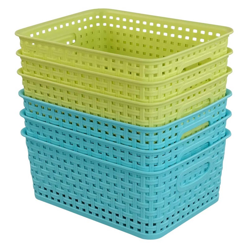 Kekow Plastic Storage Baskets for Bathroom, Beauty and closets Organization, 6-Pack - Image 1