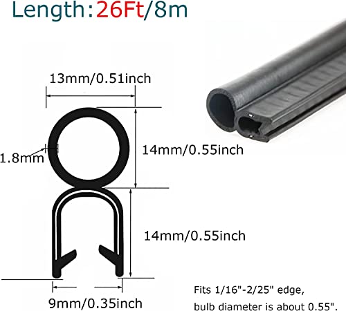 Tintvent Car Door Rubber Seal Strip with Top Bulb(10Ft), Automotive Weather Stripping Soundproofing Edge Guard Trim for Cars, Trucks, Boats, and Home Applications - Image 2