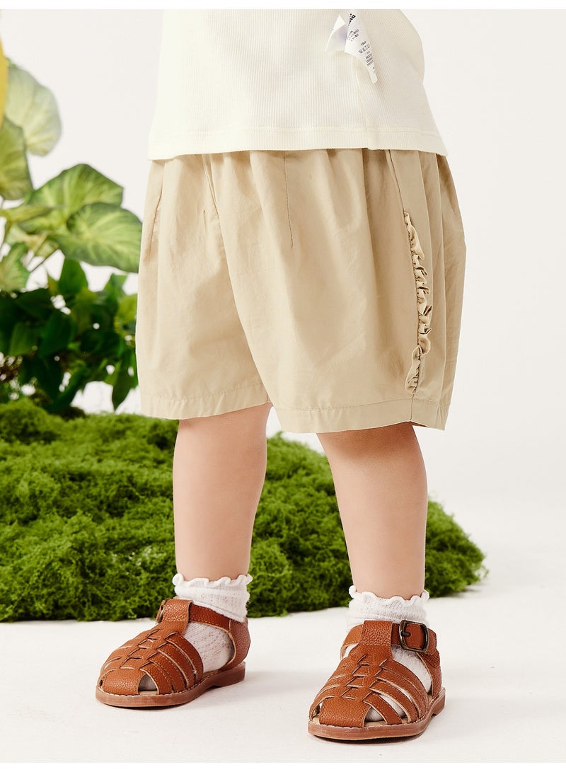 mini bala Girls Toddler Casual Elastic Waist Sweet Ruffled Shorts Soft Breathable Lightweight Comfortable Summer New Style Flowy Loose - Fitting Daily Wear Children's Fashion Shorts - Image 2