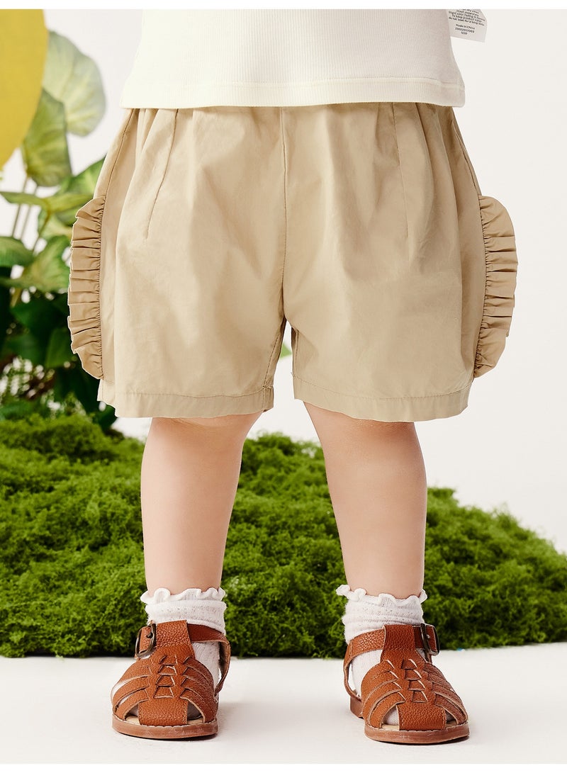 mini bala Girls Toddler Casual Elastic Waist Sweet Ruffled Shorts Soft Breathable Lightweight Comfortable Summer New Style Flowy Loose - Fitting Daily Wear Children's Fashion Shorts - Image 1