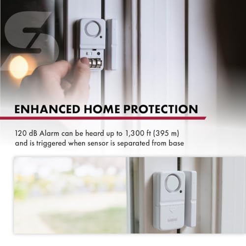 SABRE Wireless Home Security Door Window Burglar Alarm with LOUD 120 dB Siren, DIY EASY to Install, 2-Pack,white - Image 5