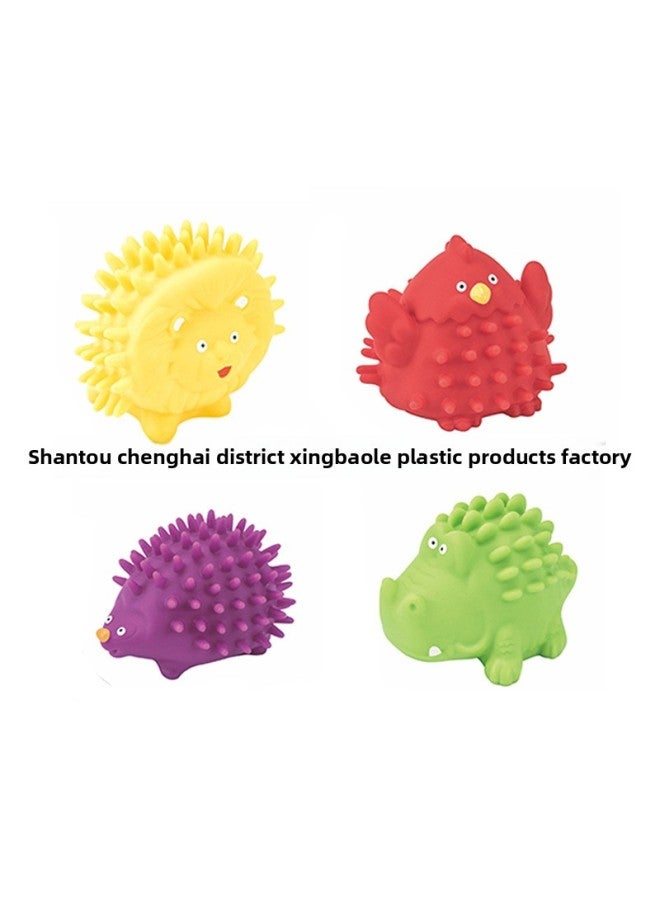 Loquat Children's Vinyl Cartoon Small Animal Massage Ball Baby Bathroom Hand Grab Ball Bath Toy BB Whistle Early Education Enlightenment-Specifications:Vinyl Geometric Modeling B (3pcs)-card Head Bag - Image 4