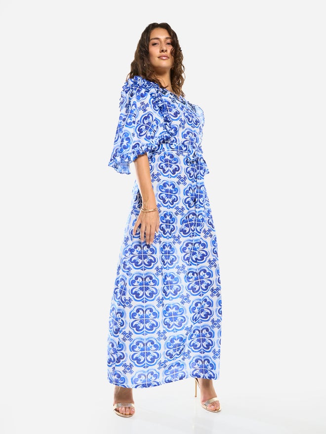 House of Moda Ornate Print Straight-Cut Maxi Dress - Image 3