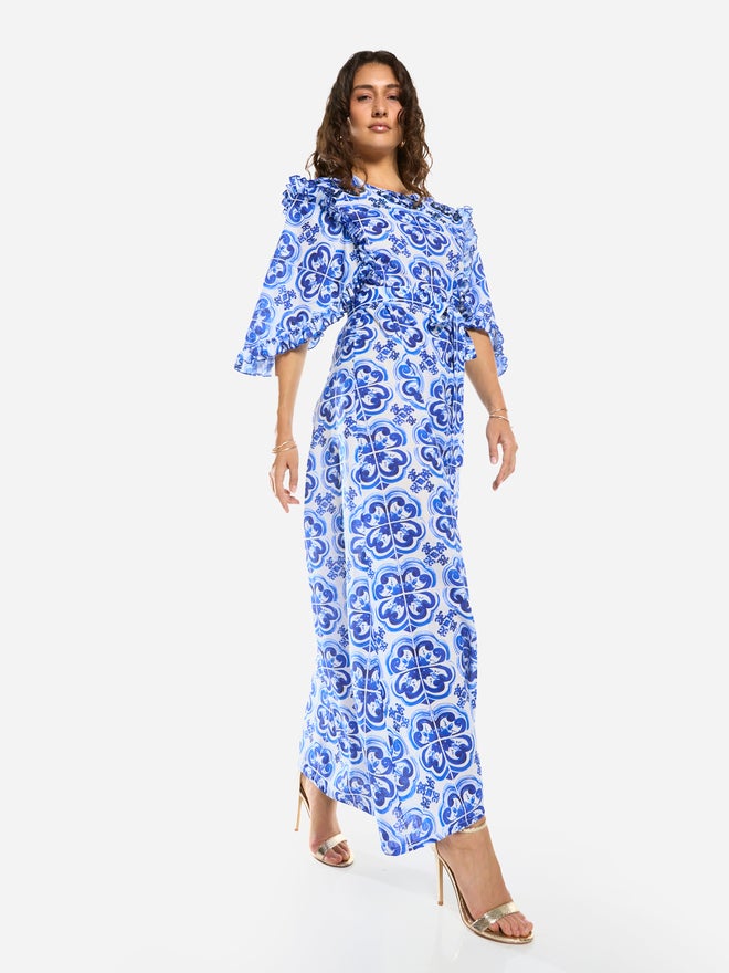 House of Moda Ornate Print Straight-Cut Maxi Dress - Image 4