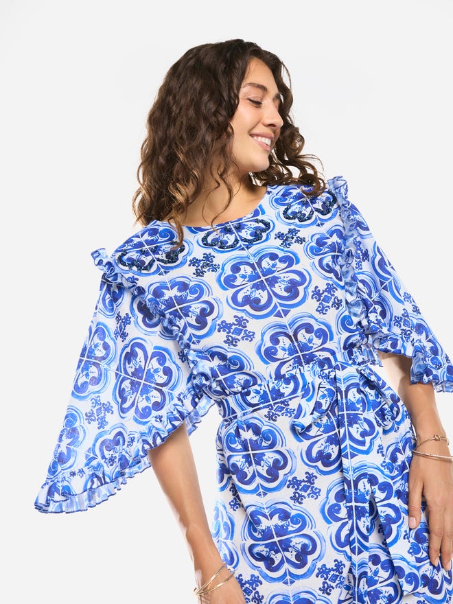 House of Moda Ornate Print Straight-Cut Maxi Dress - Image 5