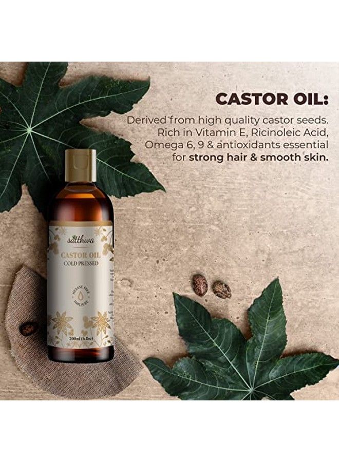 Satthwa Castor Oil (Arandi Ka Tel) For Moisturizing Skin Stronger Hairnail & Eyelash Hexane Free Premium Cold Pressed Pure & Virgin Grade For Men And Women 200 Ml  - Image 4