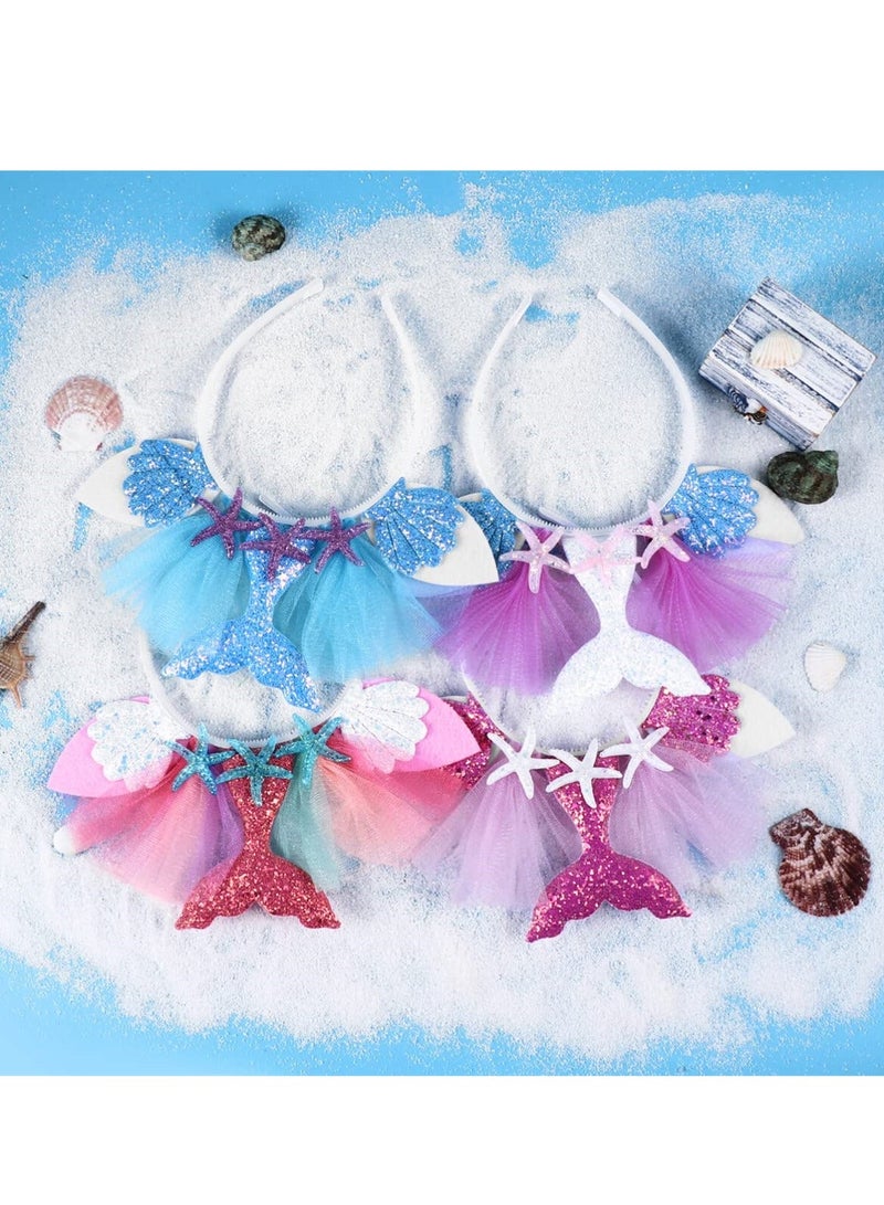 إسكدنيا Mermaid Tail Headband Hair Accessories for Birthday, Costume and Party, Supplies Women Girls, 4 Pack - Image 4