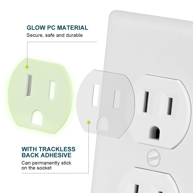 Lenink Loose Outlet Plug Fix, Glow in Dark, 12 Pack Plastic Snug Socket Secured, Outlet Tightener Insert, with Back Adhesive - Image 2
