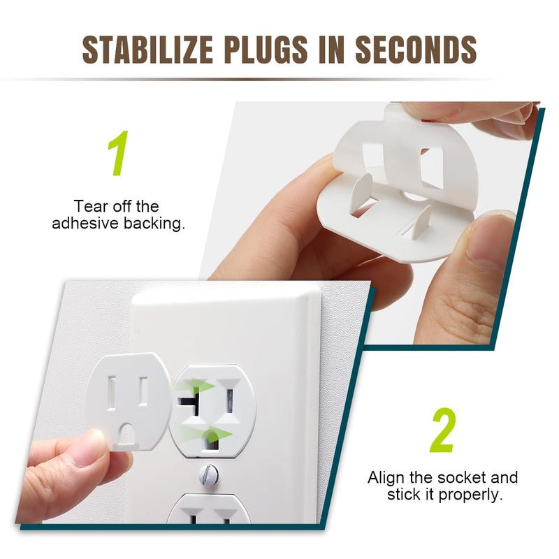 Lenink Loose Outlet Plug Fix, Glow in Dark, 12 Pack Plastic Snug Socket Secured, Outlet Tightener Insert, with Back Adhesive - Image 4