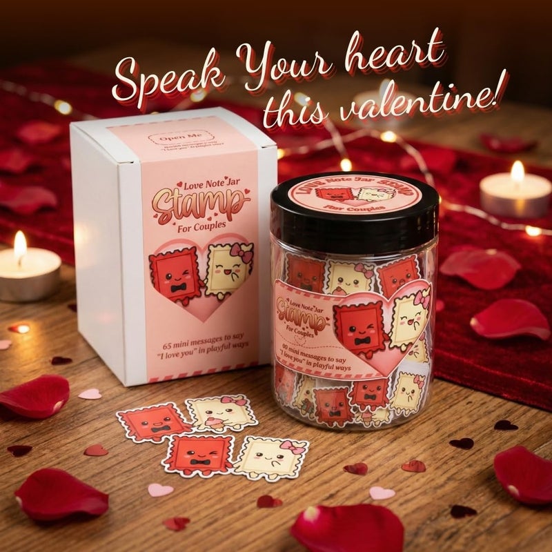 KATINAT Love Note Jar for Couples - 60 Pre-Written Cute Stamp Messages - "Reasons I Love You" in Playful Ways - Romantic Anniversary & Long Distance Relationship Gift for Boyfriend, Girlfriend, Him, Her - Image 2