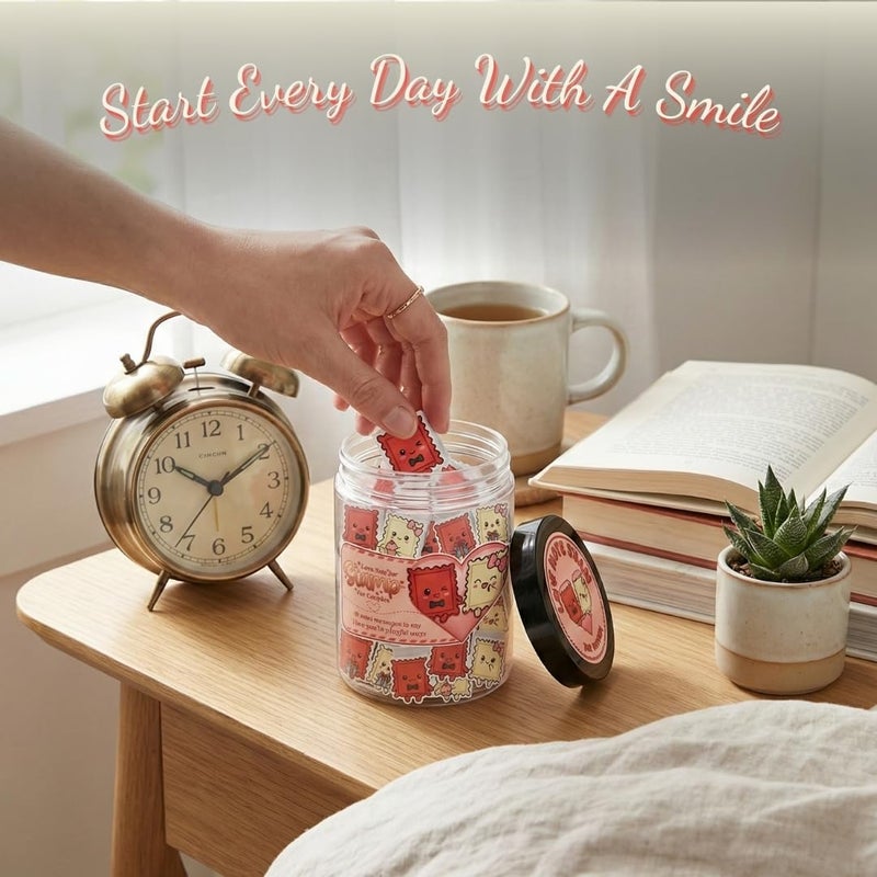 KATINAT Love Note Jar for Couples - 60 Pre-Written Cute Stamp Messages - "Reasons I Love You" in Playful Ways - Romantic Anniversary & Long Distance Relationship Gift for Boyfriend, Girlfriend, Him, Her - Image 5