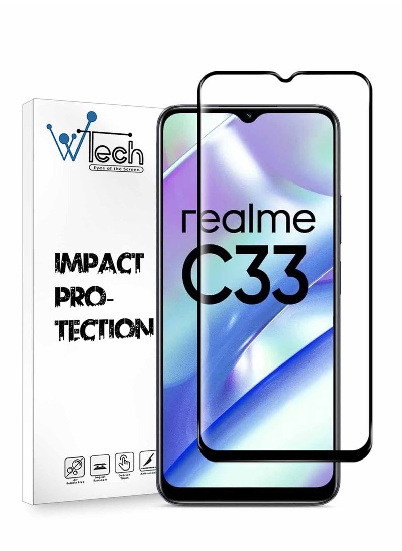 Wtech - Premium E2E Tempered Glass Full Surface And Full Glue Screen Protector For Realme C33 4G 2022 Clear - Image 1