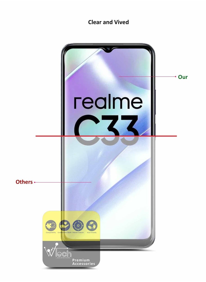 Wtech - Premium E2E Tempered Glass Full Surface And Full Glue Screen Protector For Realme C33 4G 2022 Clear - Image 1