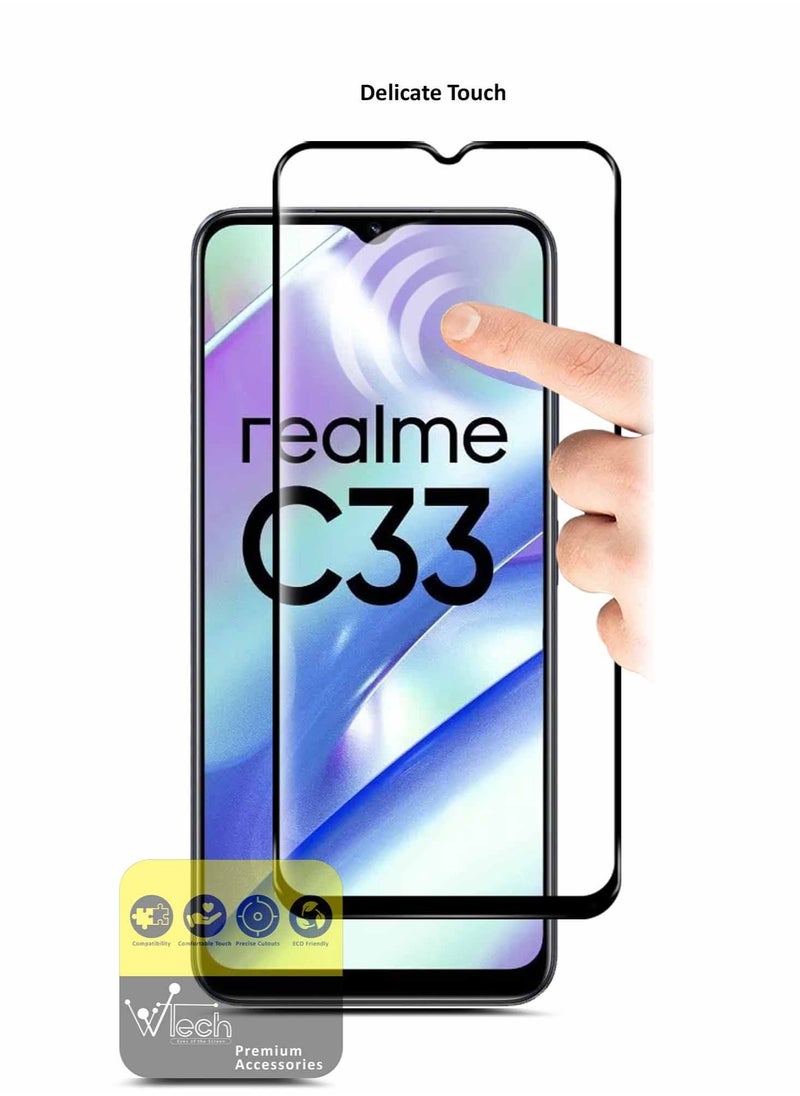 Wtech - Premium E2E Tempered Glass Full Surface And Full Glue Screen Protector For Realme C33 4G 2022 Clear - Image 1