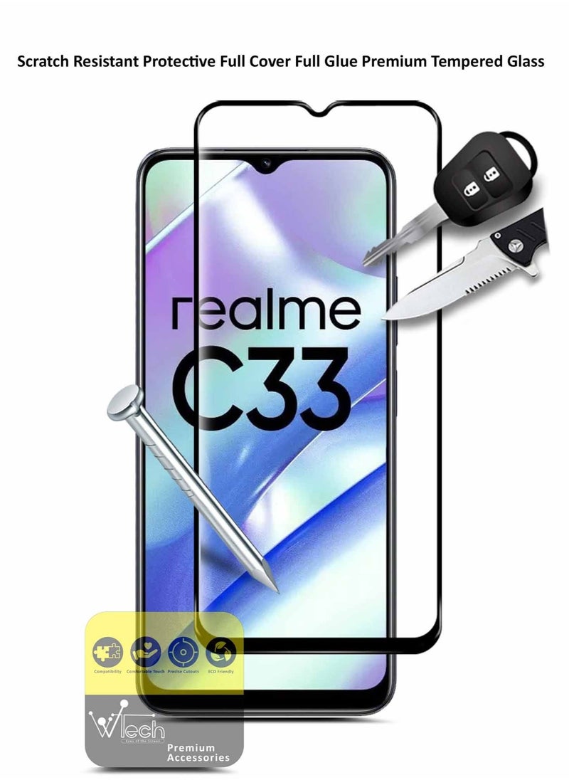 Wtech - Premium E2E Tempered Glass Full Surface And Full Glue Screen Protector For Realme C33 4G 2022 Clear - Image 1