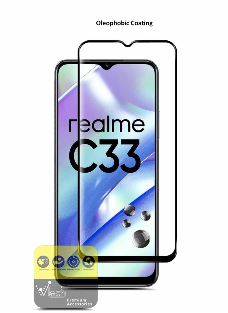 Wtech - Premium E2E Tempered Glass Full Surface And Full Glue Screen Protector For Realme C33 4G 2022 Clear - Image 1