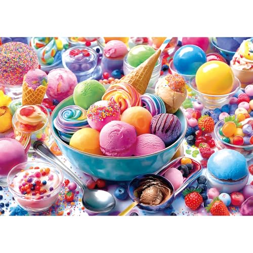 MINIWAN Ice Cream Sweets 1000 Piece Jigsaw Puzzle for Adults Vibrant Summer Dessert Adult Jigsaw Puzzles Cool Unique Letters on Back Fun Family Challenging Puzzle Gifts for Adults Senior 276x197 - Image 1