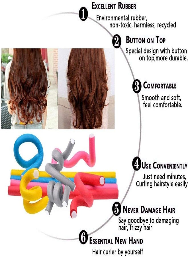 Ghelonadi Twist-Flex Rods Flexible Curl Sponge Foam Hair Rollers Curling Sticks Soft Hair Style Tools for Women and Girls Salon and Home 6 Pieces Multicolor - Image 5