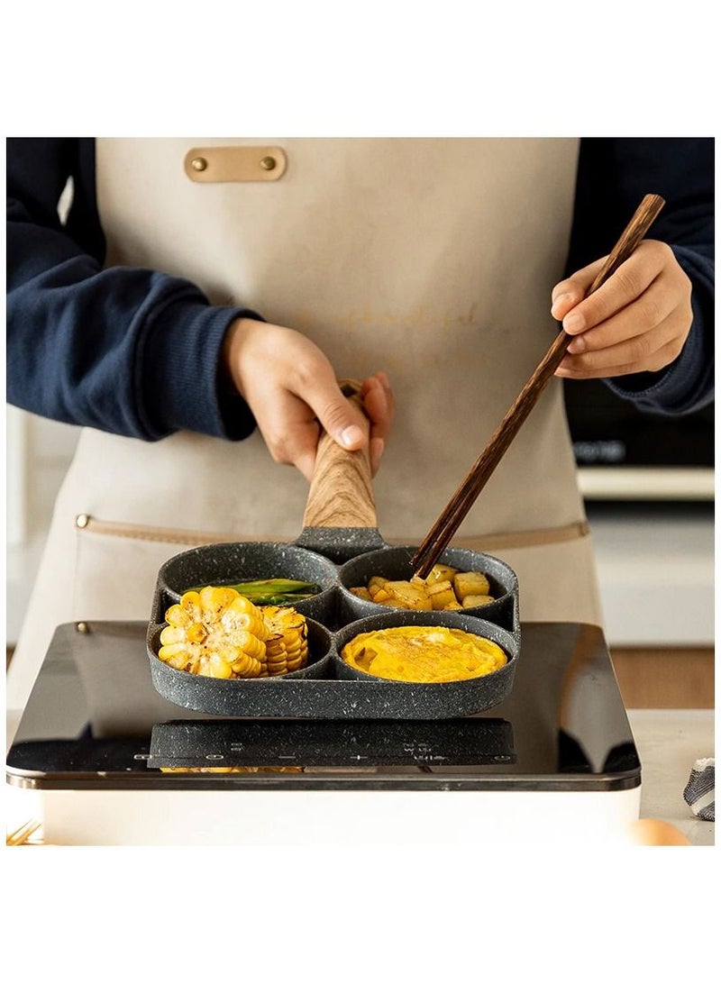 Kitchen Omelette Frying Pan, 4 Hole Frying Pan, Long Handle Non-Stick Egg Fryer (General for Induction Cooker)  - Image 4