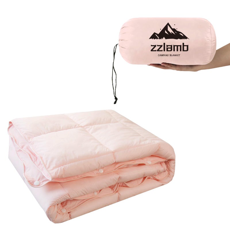 zzlamb Puffy Camping Blanket Down Alternative Small Size for Kid Lightweight WaterRepellent Throw Blanket Compact Portable Quilt Couch Travel Beach Picnic Hammock Backpacking Cherry Pink 39x55