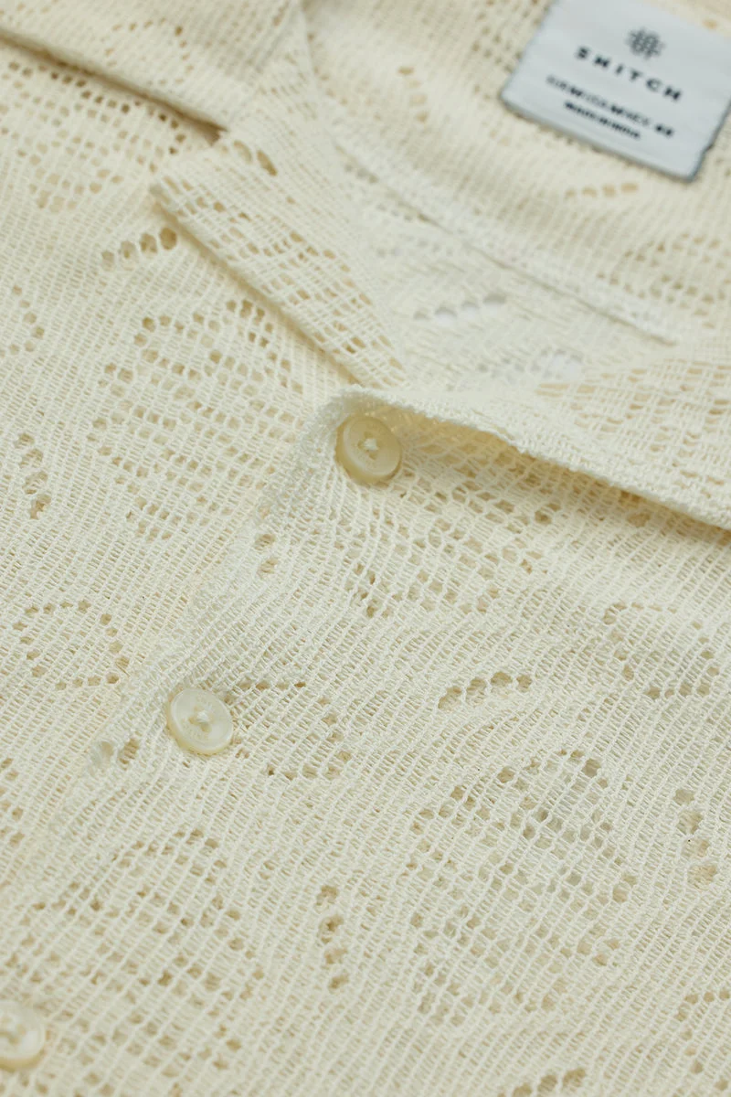 SNITCH قميص كروشيه بقصة صندوقية أوف وايت