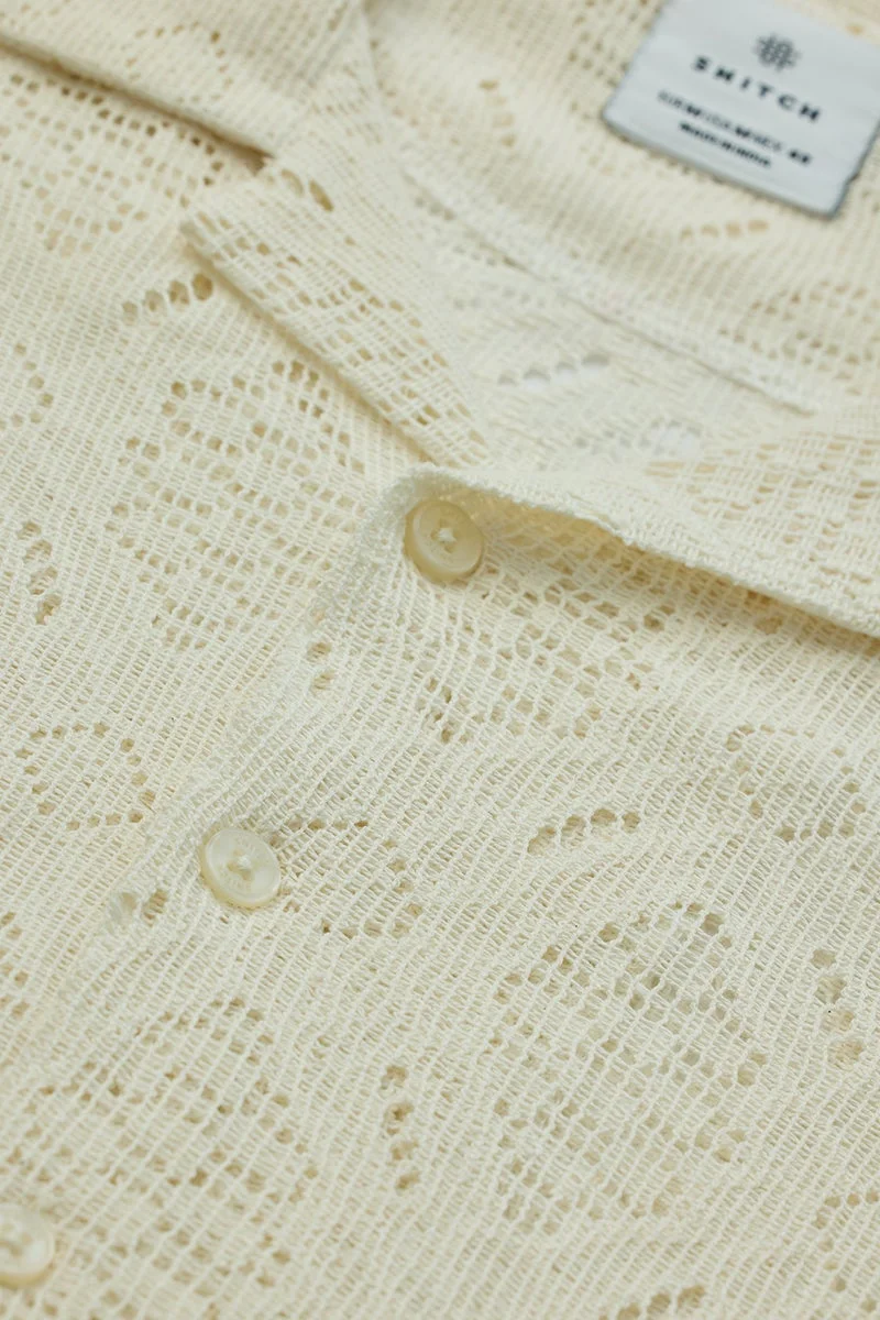 SNITCH Off-White Box Fit Crochet Shirt