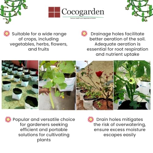 cocogarden UV Treated Poly Grow Bags for Terrace Gardening (24 x 24 x 40) cms (White, Pack of 20) | Home Gardening Plant Container Bag for Leafy Vegetable and Flower Plants - Image 5