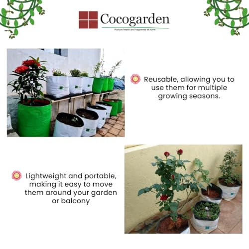 cocogarden UV Treated Poly Grow Bags for Terrace Gardening (24 x 24 x 40) cms (White, Pack of 20) | Home Gardening Plant Container Bag for Leafy Vegetable and Flower Plants - Image 4