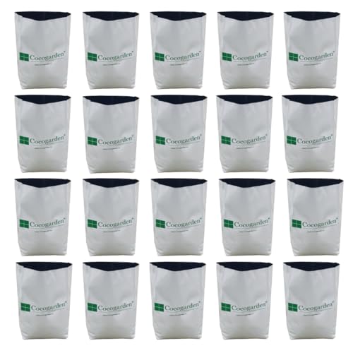 cocogarden UV Treated Poly Grow Bags for Terrace Gardening (24 x 24 x 40) cms (White, Pack of 20) | Home Gardening Plant Container Bag for Leafy Vegetable and Flower Plants - Image 1