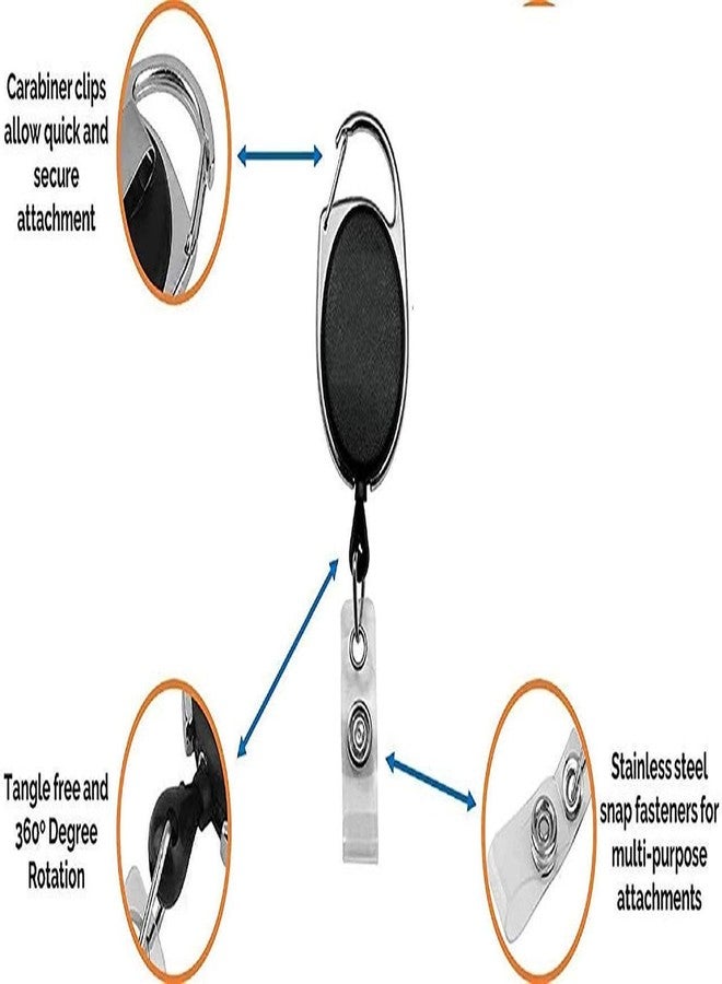 FEDUS ID Badge Card Holder Oval Pulley Retractable Reel Black 5Pc - Image 4