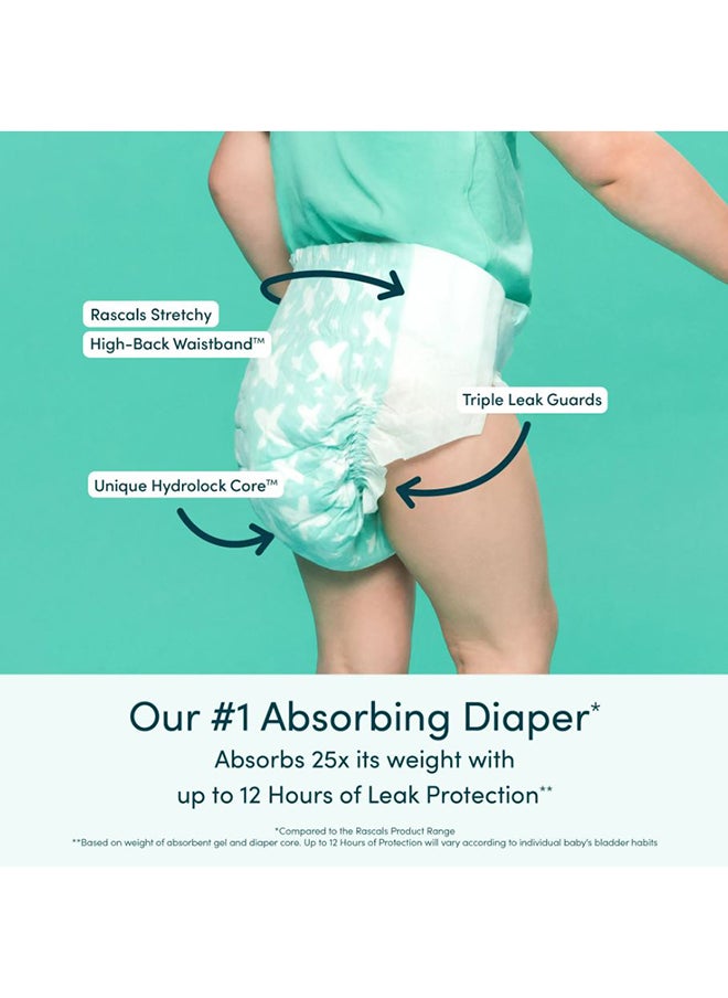 Rascals - Premium Baby Diapers  – Diaper Sizes 1 to 7, Soft Nappies with 12-Hour Leak Protection, Stretchy Waistband, and Gentle on Baby's Skin - Image 1