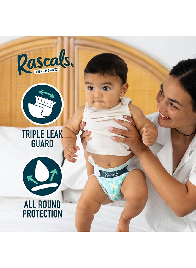 Rascals - Premium Baby Diapers  – Diaper Sizes 1 to 7, Soft Nappies with 12-Hour Leak Protection, Stretchy Waistband, and Gentle on Baby's Skin - Image 1