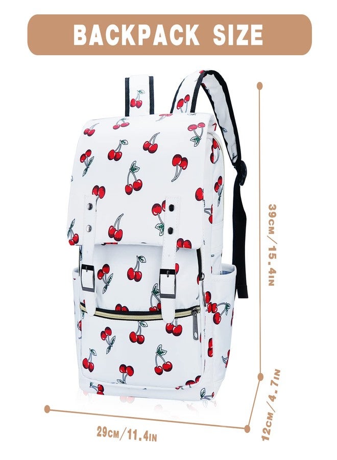 MCWTH Cherry School Backpack for Girls Women, 15.6 inch Laptop Backpacks Bookbags for College Travel - Image 2