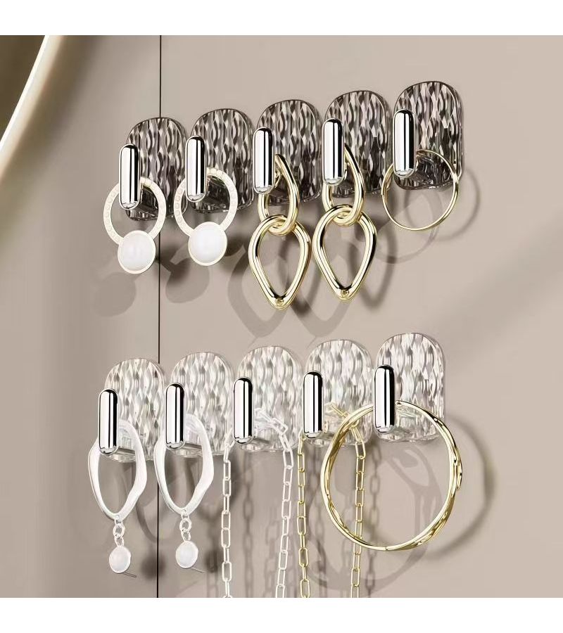 Milky White 15Pcs Self Adhesive Jewelry Hooks Wall Mounted Organizer - Image 1