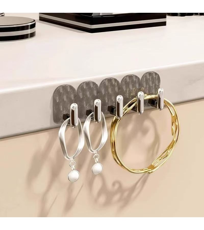 Milky White 15Pcs Self Adhesive Jewelry Hooks Wall Mounted Organizer - Image 2